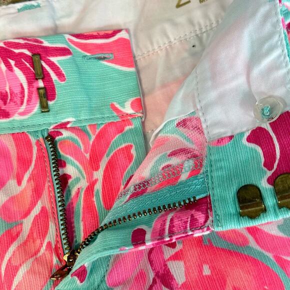 Lilly Pulitzer Womens 10" Chipper Bermuda Shorts Twill Cotton Size 2 Pink Aqua - Picture 7 of 9